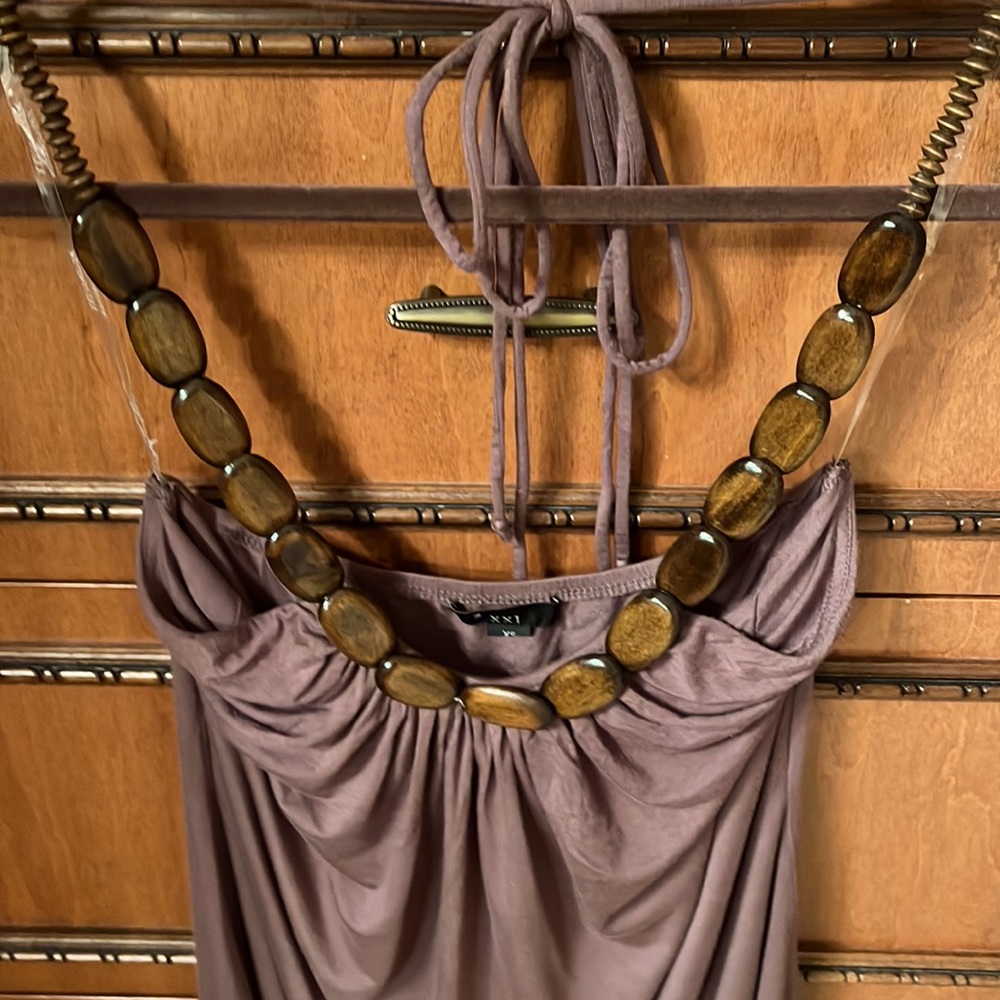 Brown & Hot Pink halter tops with wood beaded neck tie❤️❤️ TWO 4 ONE❤️ - Picture 2 of 6